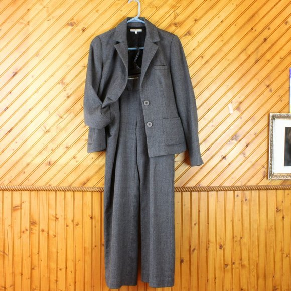 RW&CO Wool 2 Piece Pant Suit Grey Size 6 Waist Jacket Slacks Straight Leg - Picture 4 of 10
